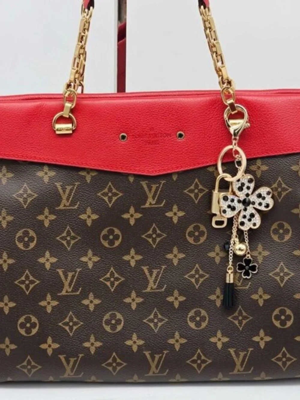 LV Gold Padlock 🔑 Authentic Louis Vuitton Charm + Unbranded Flower Keychain